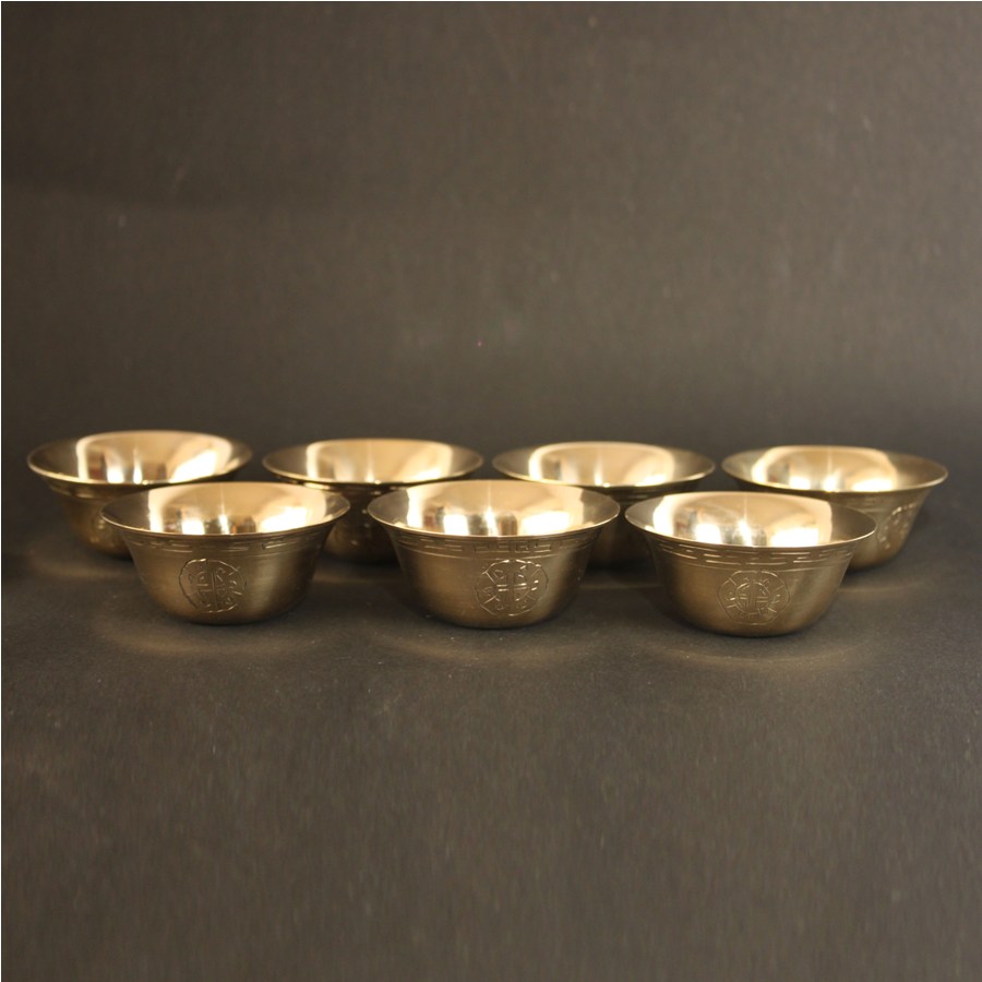 OFFERING BOWLS, BRASS, WITH ENGRAVED ORNAMENTS