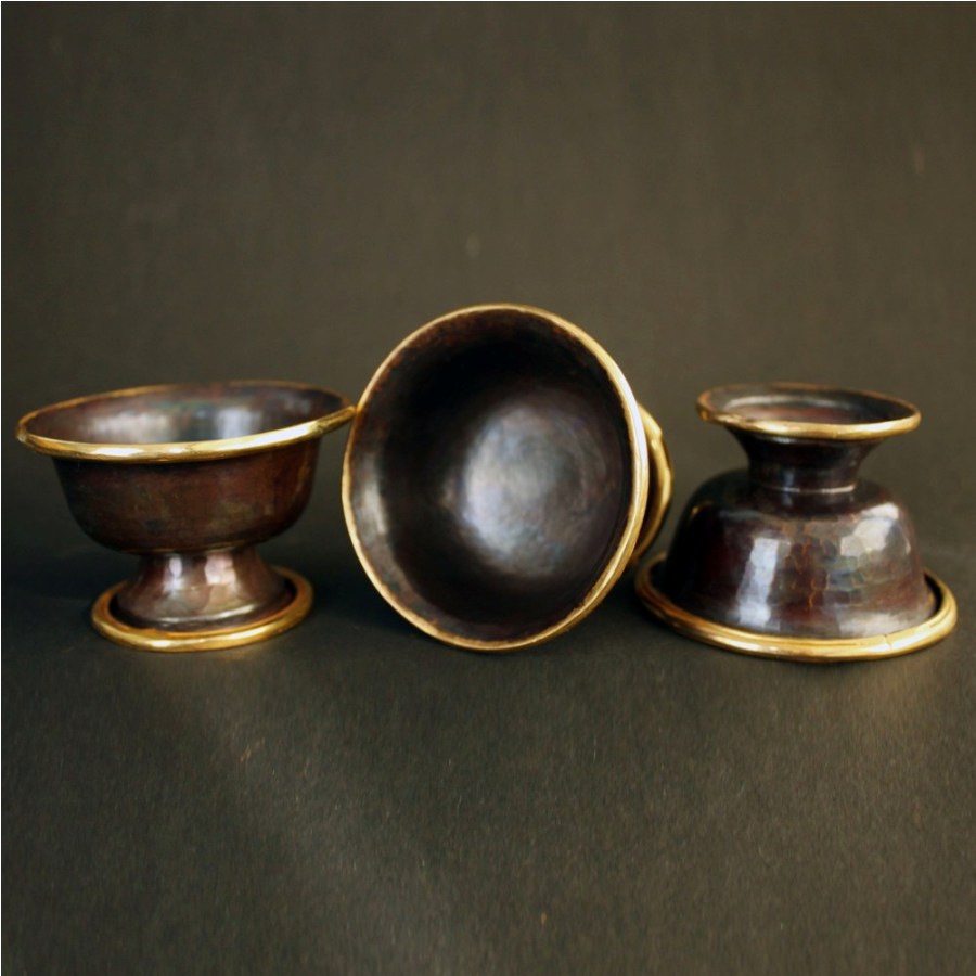 RAISED OFFERING BOWLS, HAND BEATEN COPPER, MASTER QUALITY