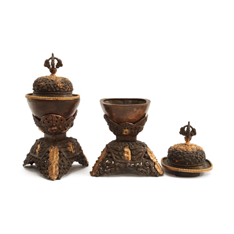 ANTIQUE STYLE KAPALA SET IN COPPER, MASTER QUALITY