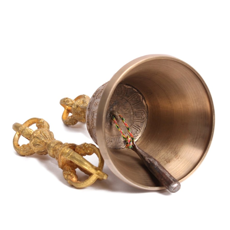 HIGH QUALITY FIVE PRONGED VAJRA AND BELL SET FROM DEHRADUN, STANDARD SIZE